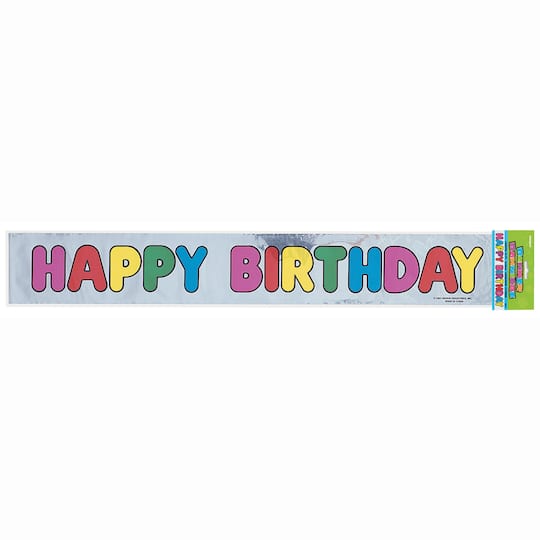 Jazzstick 1-Pack Foil Happy Birthday Banner Sign Streamer for Parties 4 x 59 in. 